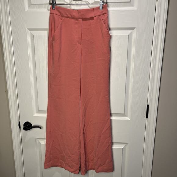 EXPRESS Flare Trouser Super High Rise Size 6R Salmon Pink pants 70’s Flare - Picture 2 of 10
